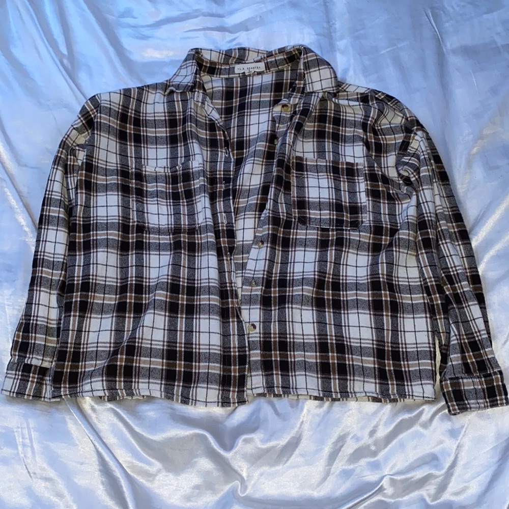 Black, brown, grey, and white flannel from L.A Hearts, size S in women’s